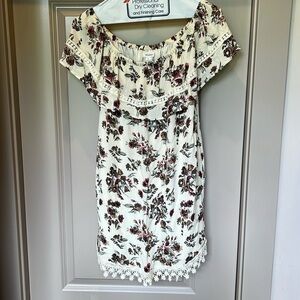 Wishlist floral long off shoulder top or micro-mini dress, women’s sz S